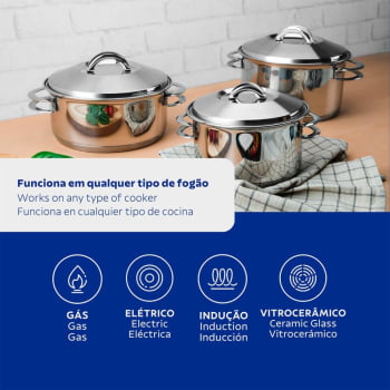 Jogo de Panelas Tramontina Solar em Aço Inox com Fundo Triplo 3 Peças 65510740