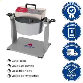 Kit Misturador Mogmix Progás PRMOG-07 Alumínio Panela 7 Litros Bivolt e Suporte para Girar GIRAMOG