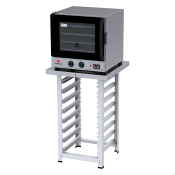 Kit Forno Elétrico Progás Turbo Fast Oven Preto 4 Esteiras PRP-004 G2 127V e Suporte Para Forno