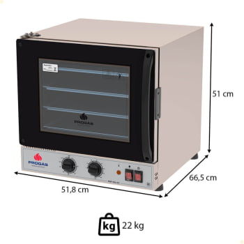Kit Forno Elétrico Progás Turbo Fast Oven Preto 4 Esteiras PRP-004 G2 127V e Suporte Para Forno