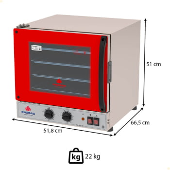 Kit Forno Elétrico Progás Turbo Fast Oven Vermelho PRP-004 G2 127V e Mesa de Suporte P40023