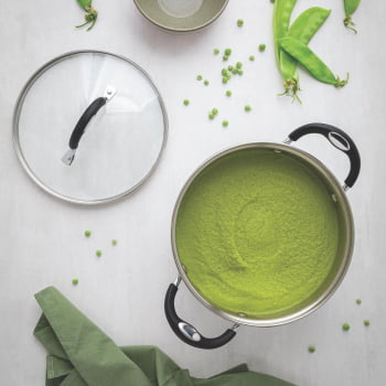 Caçarola Rasa Tramontina Astro Silicone Aço Inox com Fundo Triplo Tampa de Vidro 30cm 8,9L 62123300