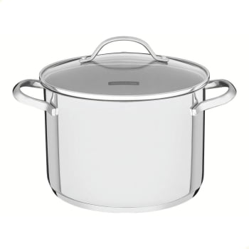 Caldeirão Tramontina Una em Aço Inox com Fundo Triplo e Tampa de Vidro 24 cm 7,7 L 62285240