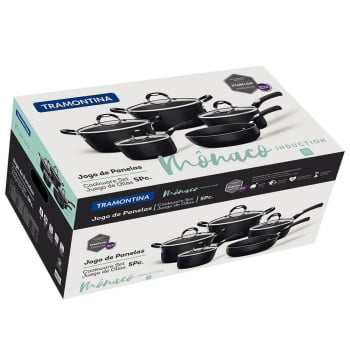 Jogo de Panelas Tramontina Mônaco 5 Pçs Induction Alumínio Rev. Antiaderente Starflon 28799002