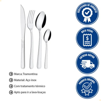 Faqueiro Tramontina Búzios em Aço Inox com Detalhe 24 Peças 23799071