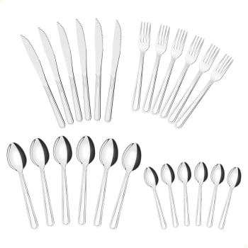 Faqueiro Tramontina Búzios em Aço Inox com Detalhe 24 Peças 23799071