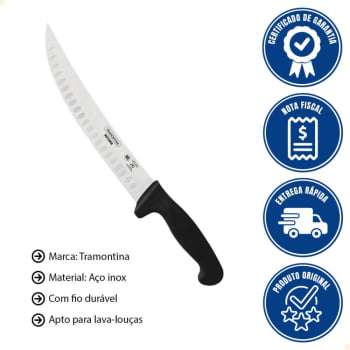 Faca para Carne Butcher com Lâmina em Aço Inox e Cabo em Polipropileno Preto 10" 24658100