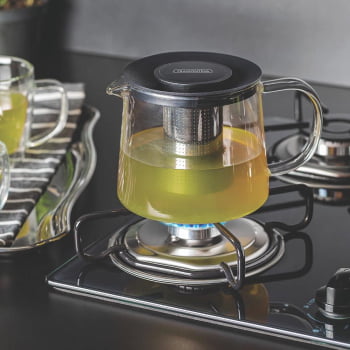 Bule para Chá Tramontina em Vidro e Aço Inox com Infusor 900 ml 61762090