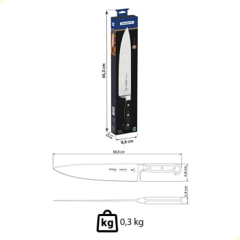 Faca Chef Tramontina Century Lâmina em Aço Inox  Cabo de Policarbonato e Fibra de Vidro 10" 24011110