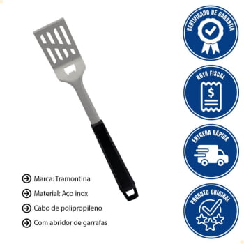 Espátula Tramontina Churrasco Black Aço Inox e Cabo de Polipropileno c/ Abridor de Garrafas 26592100