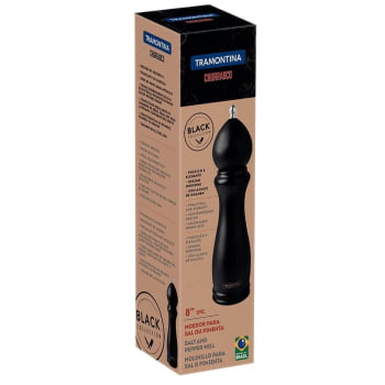 Moedor de Pimenta e Sal Tramontina Churrasco Black em Cerâmica Recipiente de Madeira 8" 26456008