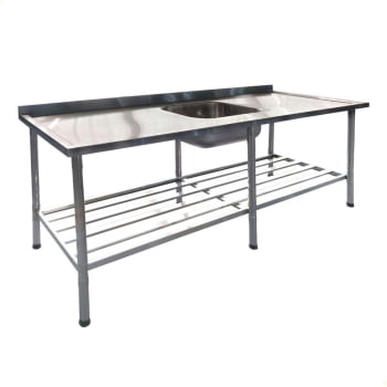 Mesa Com Cuba Simples Imeca Com Grade Inferior Medida 2,00 x 0,70 Inox 430 Desmontável 6814