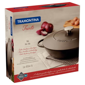 Wok Panela Tramontina Trento 32cm 5L Ferro Fundido Esmaltado Rev. Int em Ant Starflon Exc. 20806032