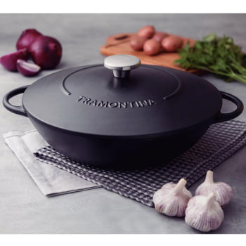 Wok Panela Tramontina Trento 32cm 5L Ferro Fundido Esmaltado Rev. Int em Ant Starflon Exc. 20806032