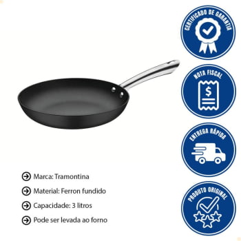 Frigideira Tramontina Trento 30cm 3L Ferro Fundido Esm. e Rev. Antiad. Starflon Excellent 20836030