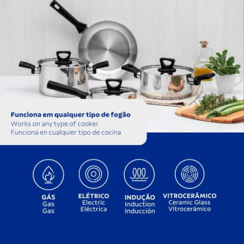 Jogo de Panelas Tramontina Brava Baquelite 4 Pçs Aço Inox Fundo Triplo e Cabos de Baquelite 65180510