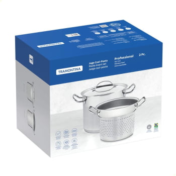 Jogo Cozi-Pasta Tramontina Professional 2 Peças 24 cm em Aço Inox Fundo Triplo 65620400