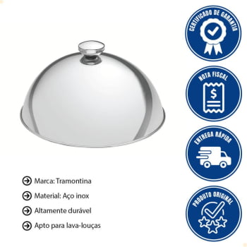 Cloche Tramontina Service em Aço Inox 24,5 cm de Diâmetro Tampa Cobrir Alimentos 61427240