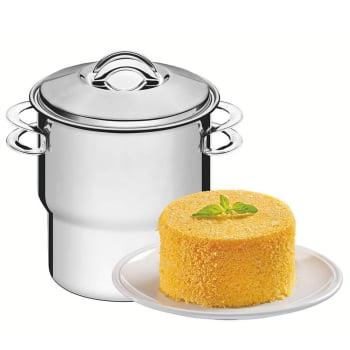 Cuscuzeira Tramontina Solar em Aço Inox com Tampa e Alças 14 cm 2,2 L 62519140