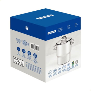 Cuscuzeira Tramontina Solar em Aço Inox com Tampa e Alças 14 cm 2,2 L 62519140
