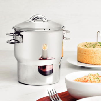 Cuscuzeira Tramontina Solar em Aço Inox com Tampa e Alças 14 cm 2,2 L 62519140