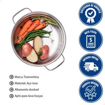 Cozi-vapore Tramontina Allegra em Aço Inox 20 cm 2,2 L 62660200