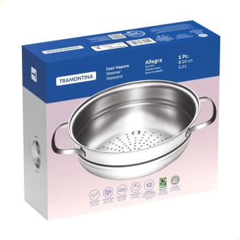 Cozi-vapore Tramontina Allegra em Aço Inox 20 cm 2,2 L 62660200