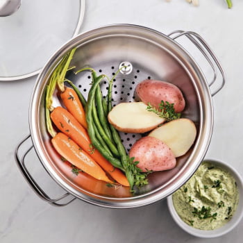 Cozi-vapore Tramontina Allegra em Aço Inox 20 cm 2,2 L 62660200