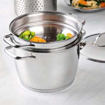 Cozi-vapore Tramontina Allegra em Aço Inox 20 cm 2,2 L 62660200