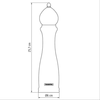 Kit Moedor de Pimenta e Sal Tramontina Churrasco Black Cerâmica Recipiente Madeira 8" e 10" 2 Peças