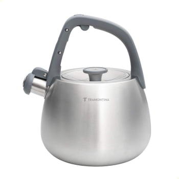 Chaleira Tramontina Em Aço Inox Com Apito e Cabo De Nylon 2,5 Litros 61488250 Chaleira Tramontina Em Aço Inox Com Apito e Cabo De Nylon 2,5 Litros 61488250