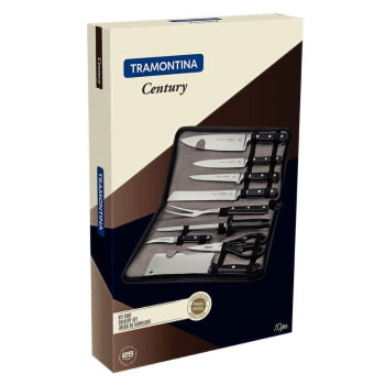 Kit Chef Tramontina em Aço Inox Cabo de Policarbonato e Fibra de Vidro com Estojo 10 Peças 24099021