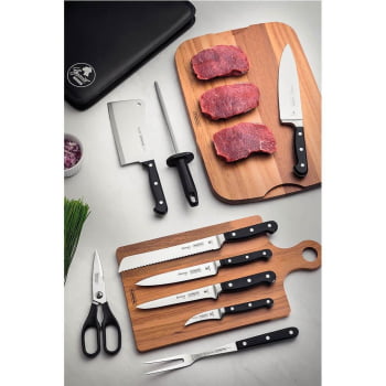 Kit Chef Tramontina em Aço Inox Cabo de Policarbonato e Fibra de Vidro com Estojo 10 Peças 24099021