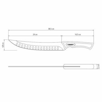Faca para Carne Tramontina Churrasco Black com Lâmina em Aço Inox Escurecido e Cabo de Madeira 10"