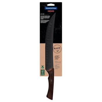Faca para Carne Tramontina Churrasco Black com Lâmina em Aço Inox Escurecido e Cabo de Madeira 10"