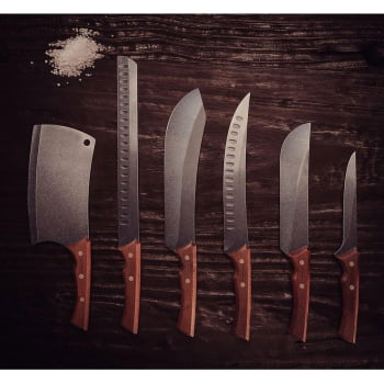 Faca para Carne Tramontina Churrasco Black com Lâmina em Aço Inox Escurecido e Cabo de Madeira 10"