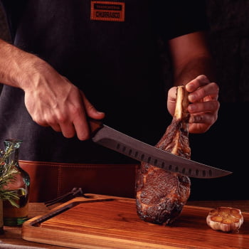 Faca para Carne Tramontina Churrasco Black com Lâmina em Aço Inox Escurecido e Cabo de Madeira 10"