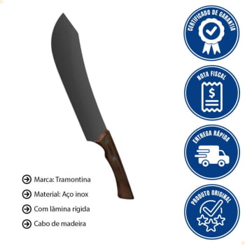 Faca para Carne Tramontina Churrasco Black Lâmina Aço Inox Escurecido e Cabo de Madeira 10" 22844110
