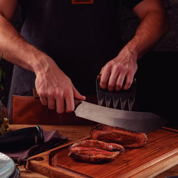 Faca para Carne Tramontina Churrasco Black Lâmina Aço Inox Escurecido e Cabo de Madeira 10" 22844110