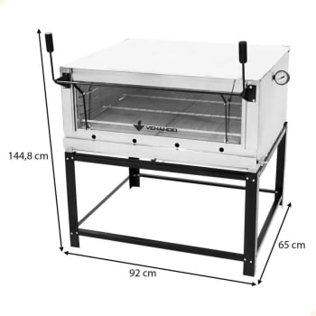 Kit Forno Industrial Venâncio Roma Inox 90 Cm com Pedra Refratária Gás GLP + Grelha Adicional FIRI90