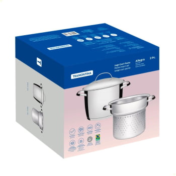Jogo Cozi-Pasta Tramontina Allegra em Aço Inox com Fundo Triplo 2 Peças 65650060