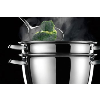 Jogo Cozi-Pasta Tramontina Allegra em Aço Inox com Fundo Triplo 2 Peças 65650060