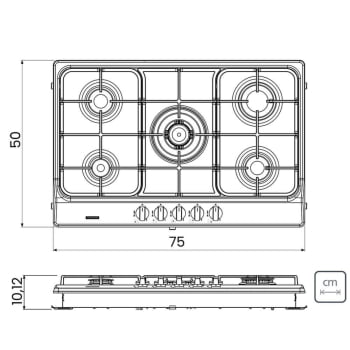 Cooktop a Gás Tramontina 5 Bocas Penta FF 5GX Tri 75 Aço Inox Trempes Fer. Fund Sup. autom. 94716401