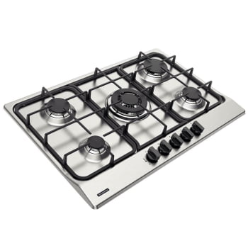 Cooktop a Gás Tramontina 5 Bocas Penta FF 5GX Tri 75 Aço Inox Trempes Fer. Fund Sup. autom. 94716401