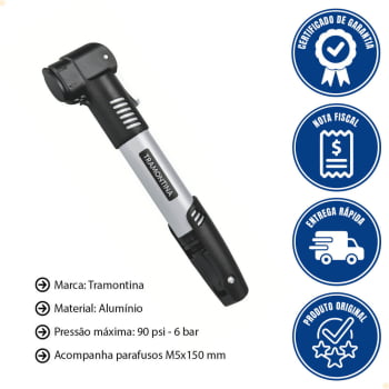 Bomba de Ar Portátil Tramontina Encher Pneu para Bicicleta 90 Psi 43132002