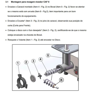 Moedor Picador Elétrico Comercial CAF Boca 8 Bivolt 60 HZ 1/3 CV P008221113