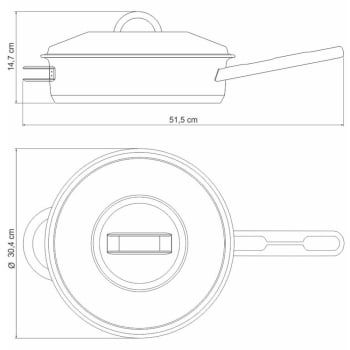 Frigideira Tramontina Solar 28 cm 4,8 L em Aço Inox com Fundo Triplo Tampa Cabo e Alça 62500280