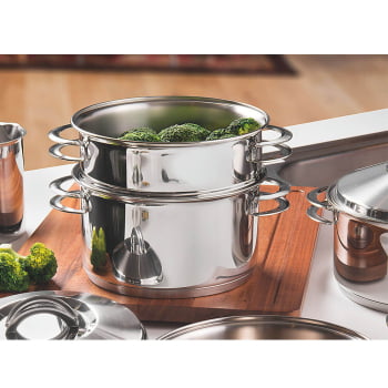 Cozi-Vapore Tramontina Solar 20 cm 3,2 L em Aço Inox com Alças 62510200