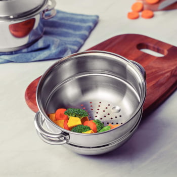 Cozi-Vapore Tramontina Solar 20 cm 3,2 L em Aço Inox com Alças 62510200
