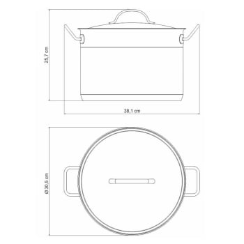 Caldeirão Tramontina Professional 28cm 11,9L em Aço Inox F. Triplo Tampa Plana Satinado 62625280
